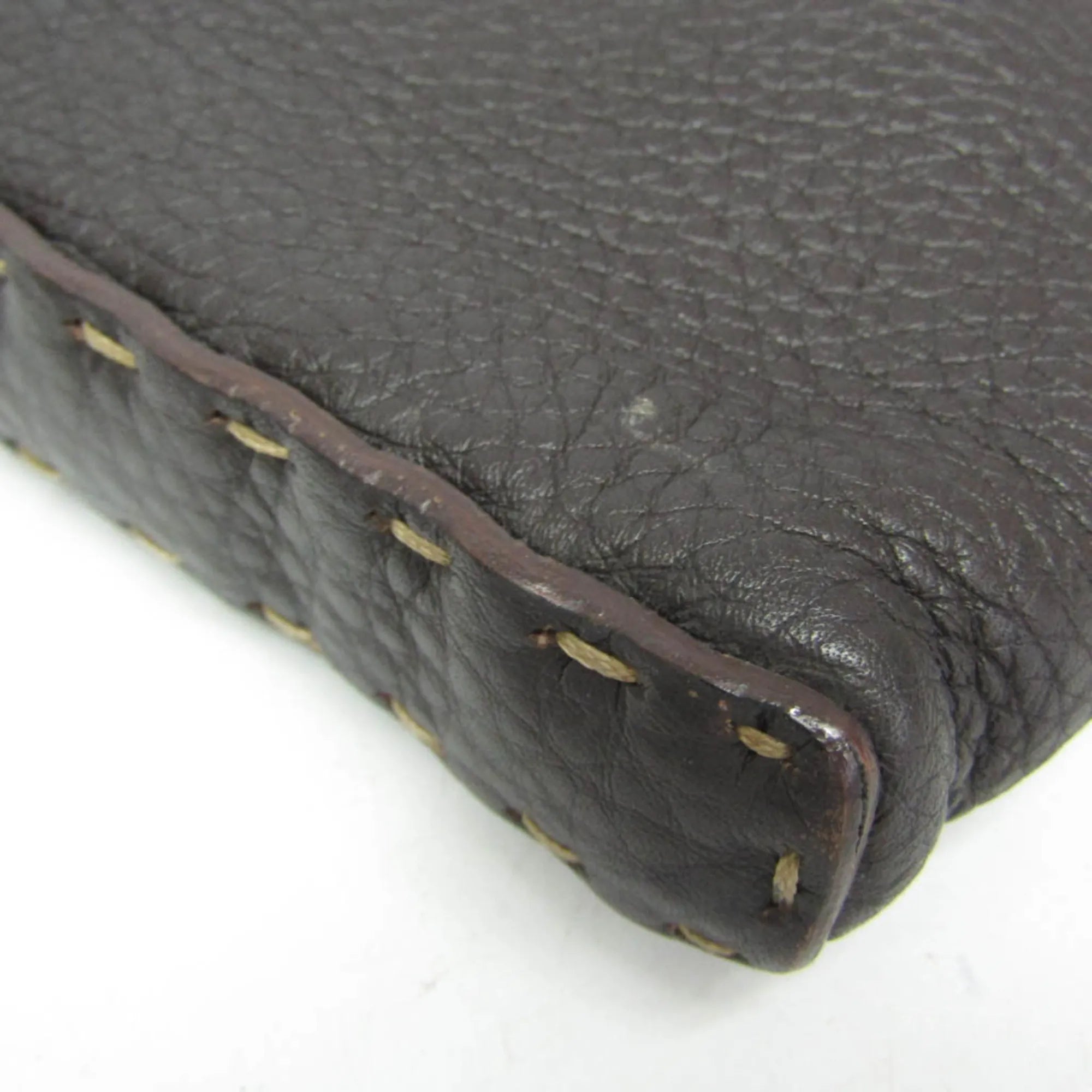 Fendi Vintage Selleria Zip Messenger Leather Brown Leather Shoulder Bag Bag (Pre-Owned)