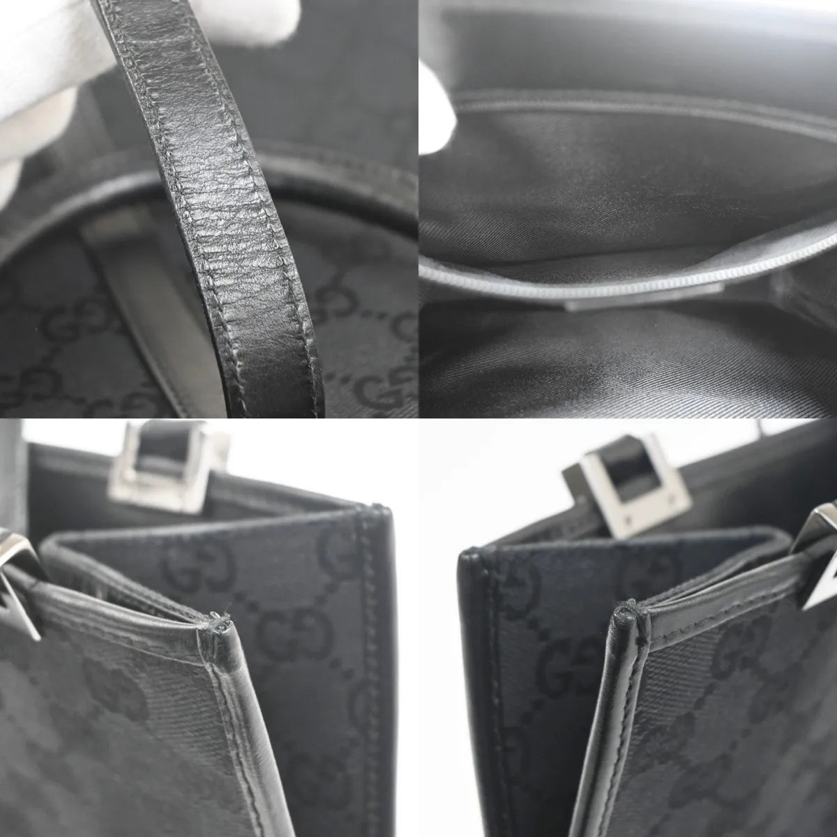 Gucci Jackie Tote Gg Canvas Black Canvas Handbag (Pre-Owned)