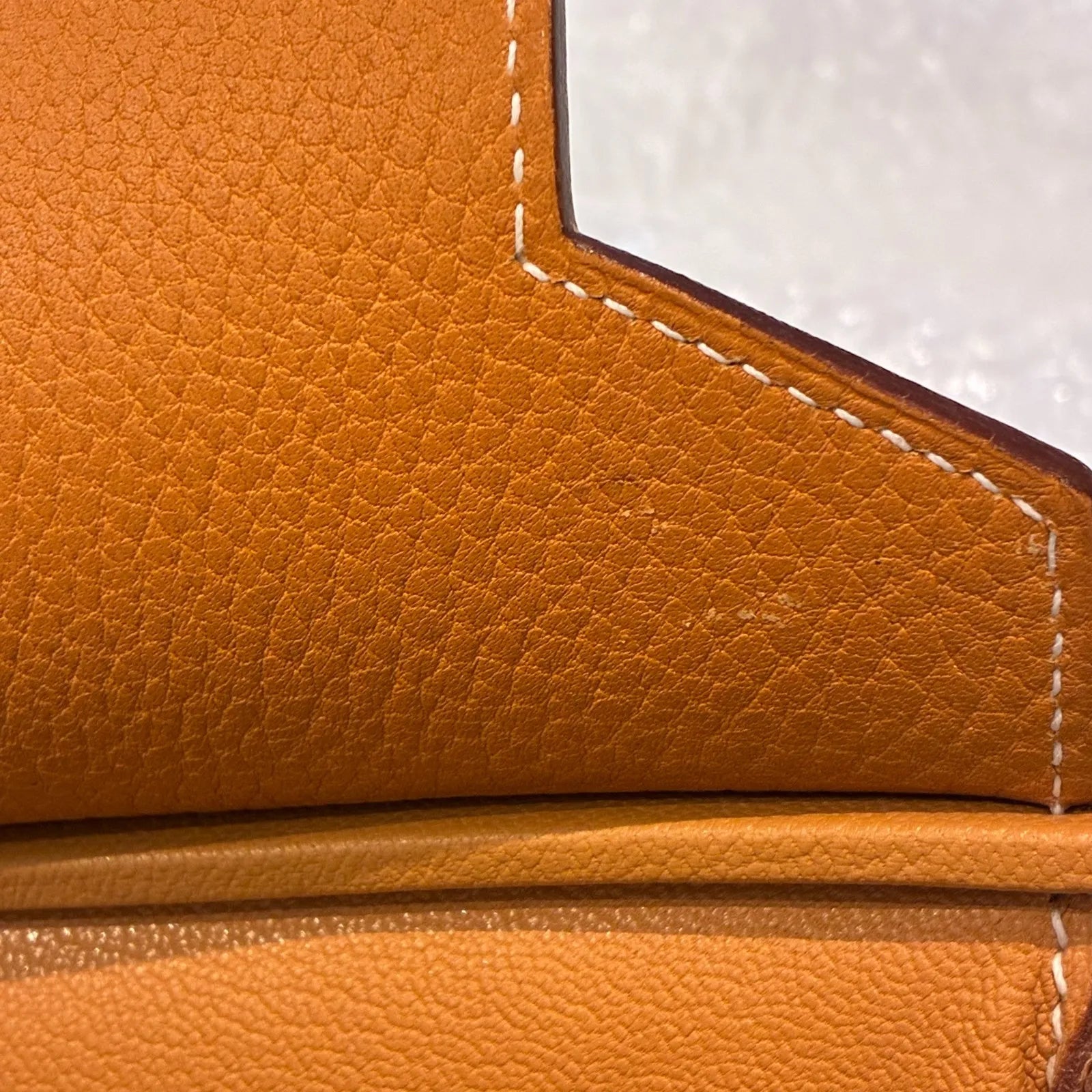 Hermes Birkin Orange Fjord With Palladium Hardware Brown Leather Handbag (Pre-Owned)