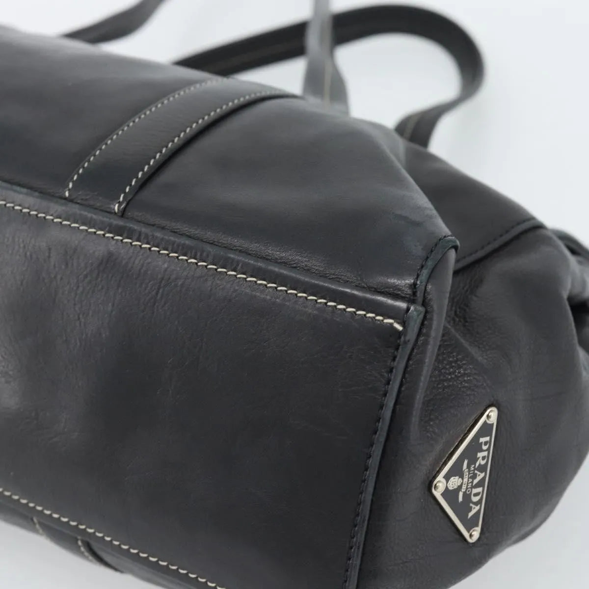 Prada Convertible Shopping Tote Saffiano Leather Saffiano Leather Black Leather Tote Bag Bag (Pre-Owned)