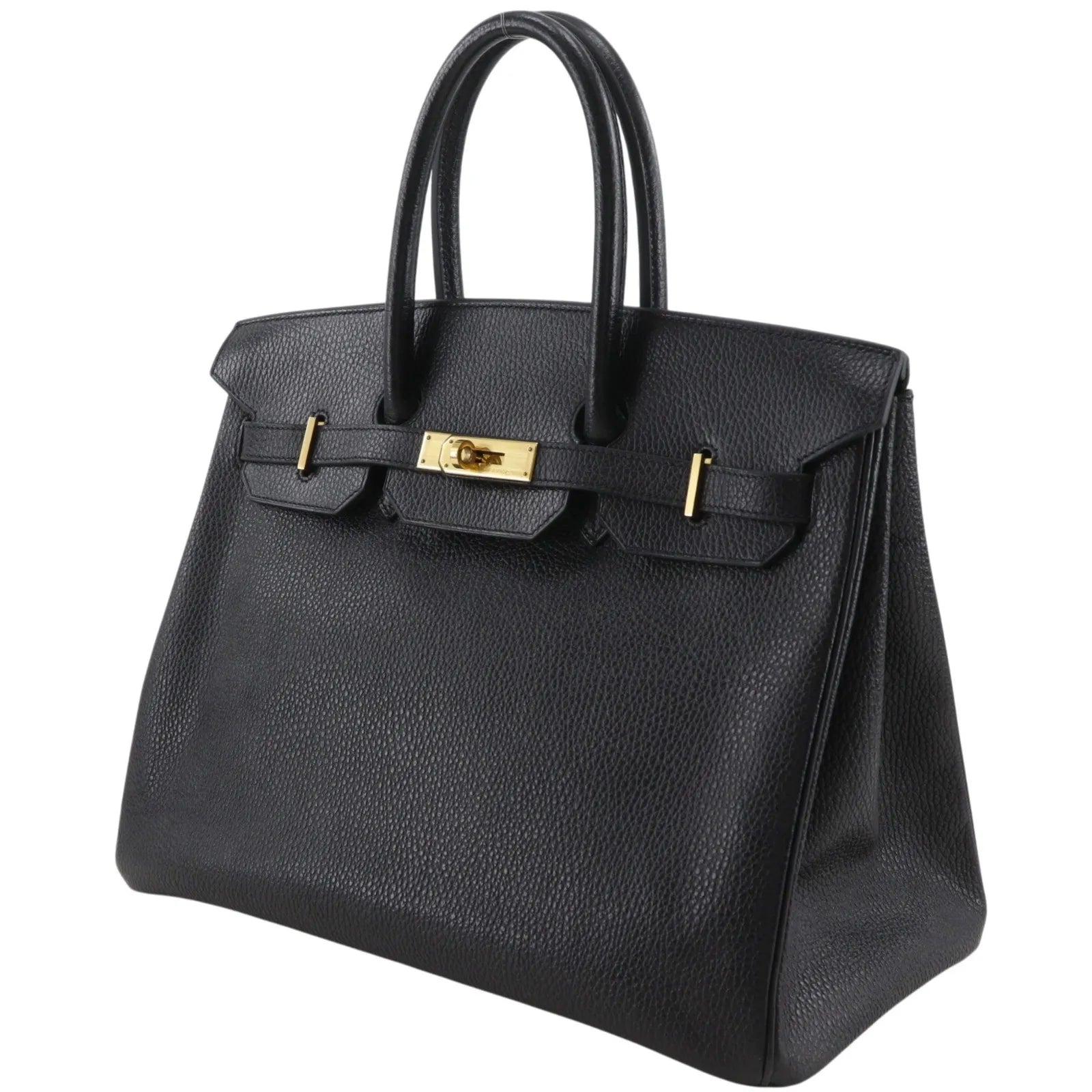 Hermes Birkin Black Ardennes With Gold Hardware Brown Leather Handbag (Pre-Owned)