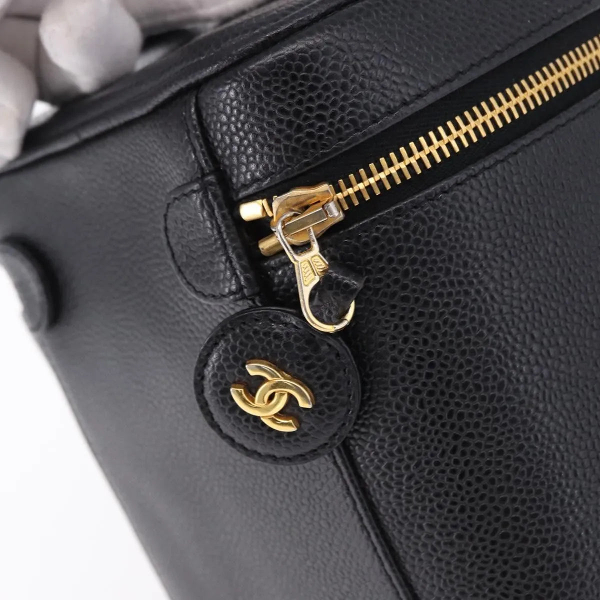 Chanel Vintage Timeless Vanity Case Caviar Black Calfskin Handbag (Pre-Owned)