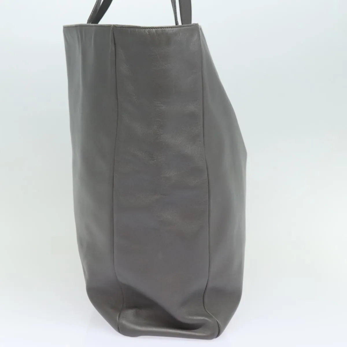 Saint Laurent Reversible North South Shopper Tote Leather Gray Leather Tote Bag Bag (Pre-Owned)