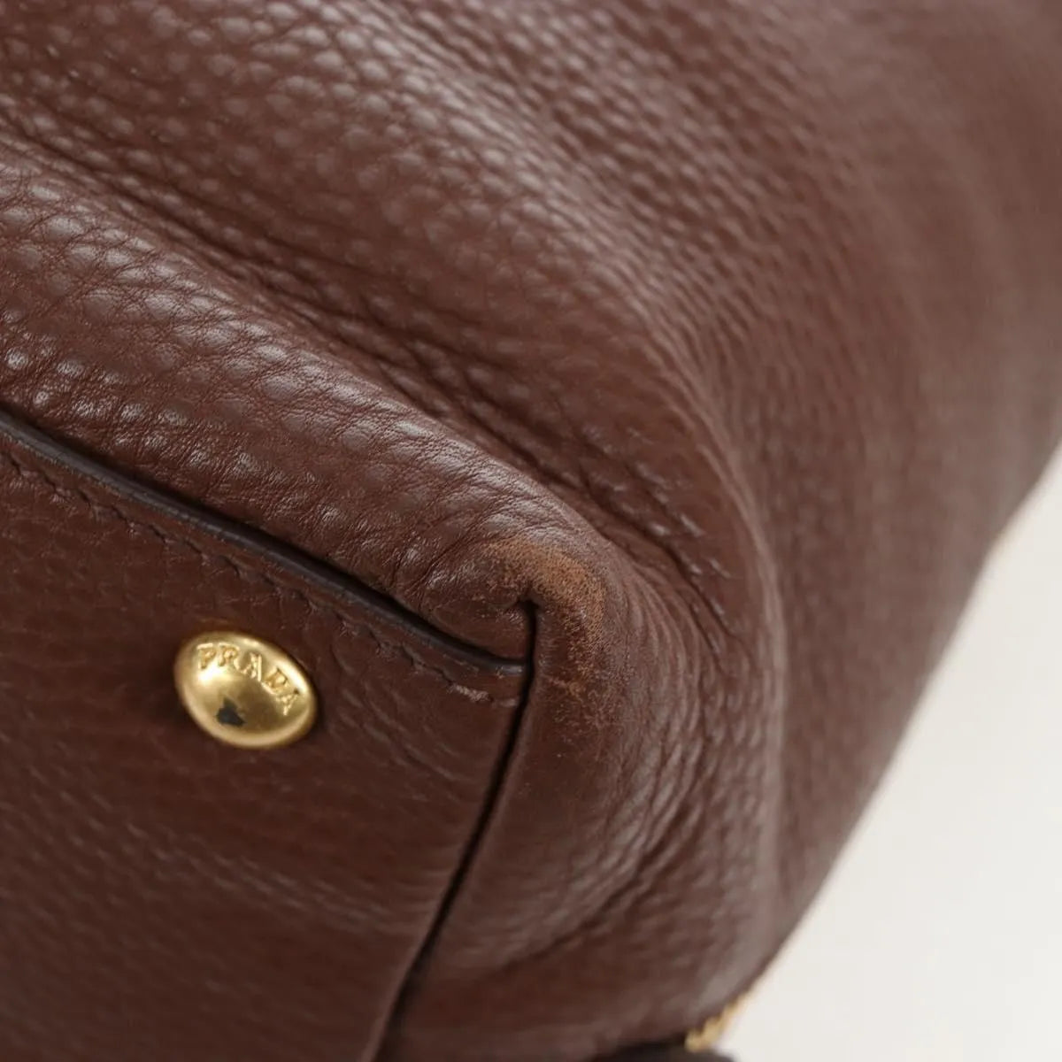 Prada Side Zip Hobo Soft Calf Brown Leather Shoulder Bag Bag (Pre-Owned)