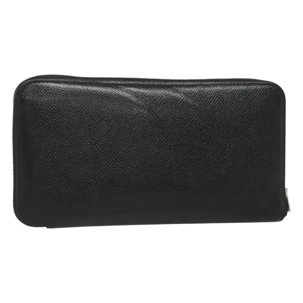 Hermes Azap Zip Around Wallet Silk'in Epsom Black Leather Wallets Accessory (Pre-Owned)