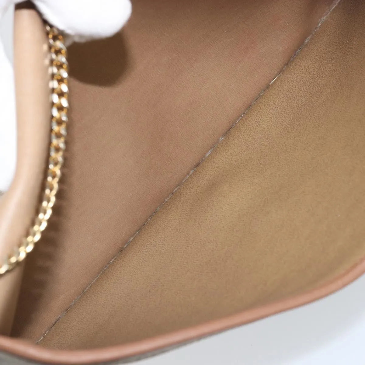 Christian Dior Vintage Honeycomb Chain Canvas Beige Canvas Shoulder Bag Bag (Pre-Owned)