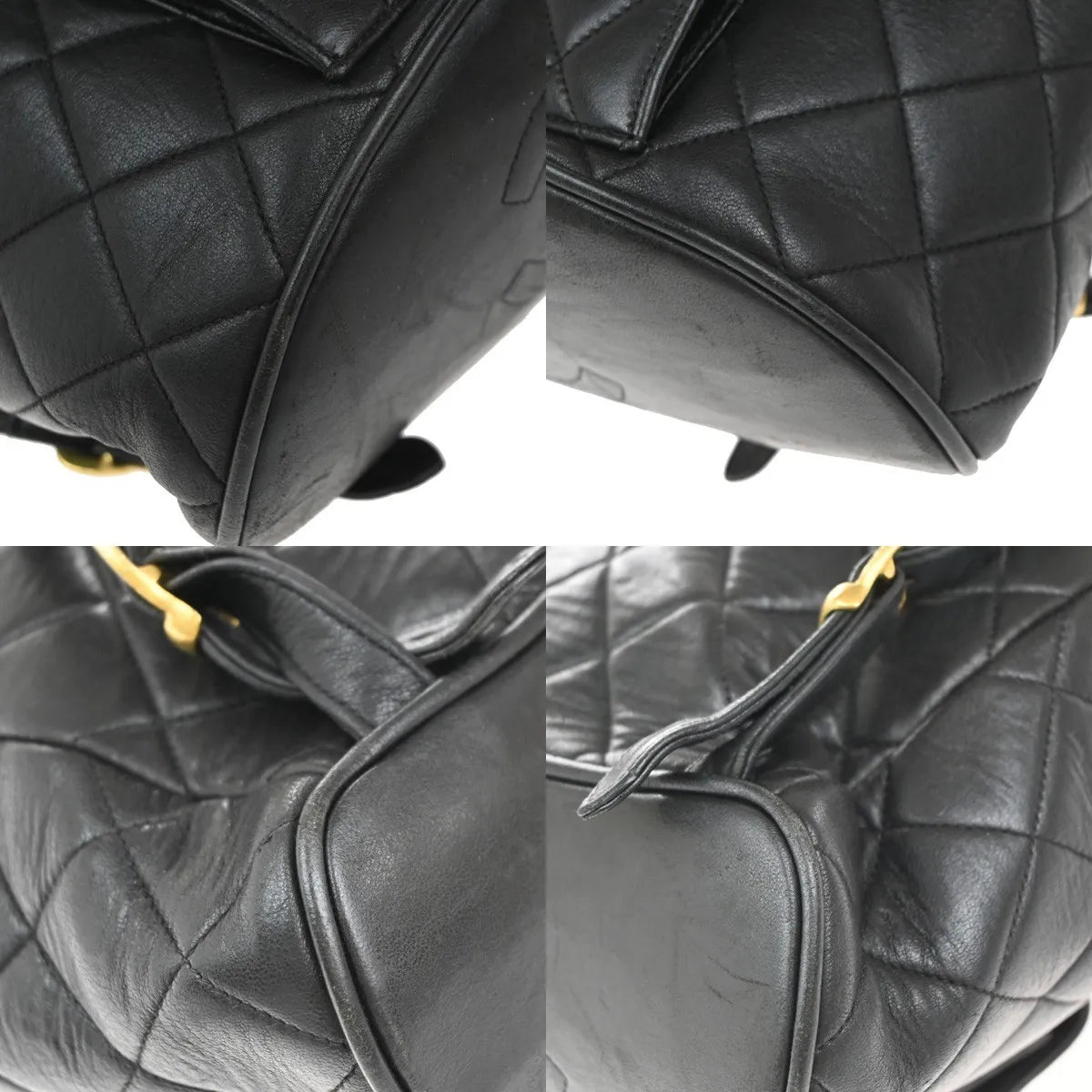 Chanel Duma Drawstring Quilted Leather Black Leather Backpack Bag (Pre-Owned)