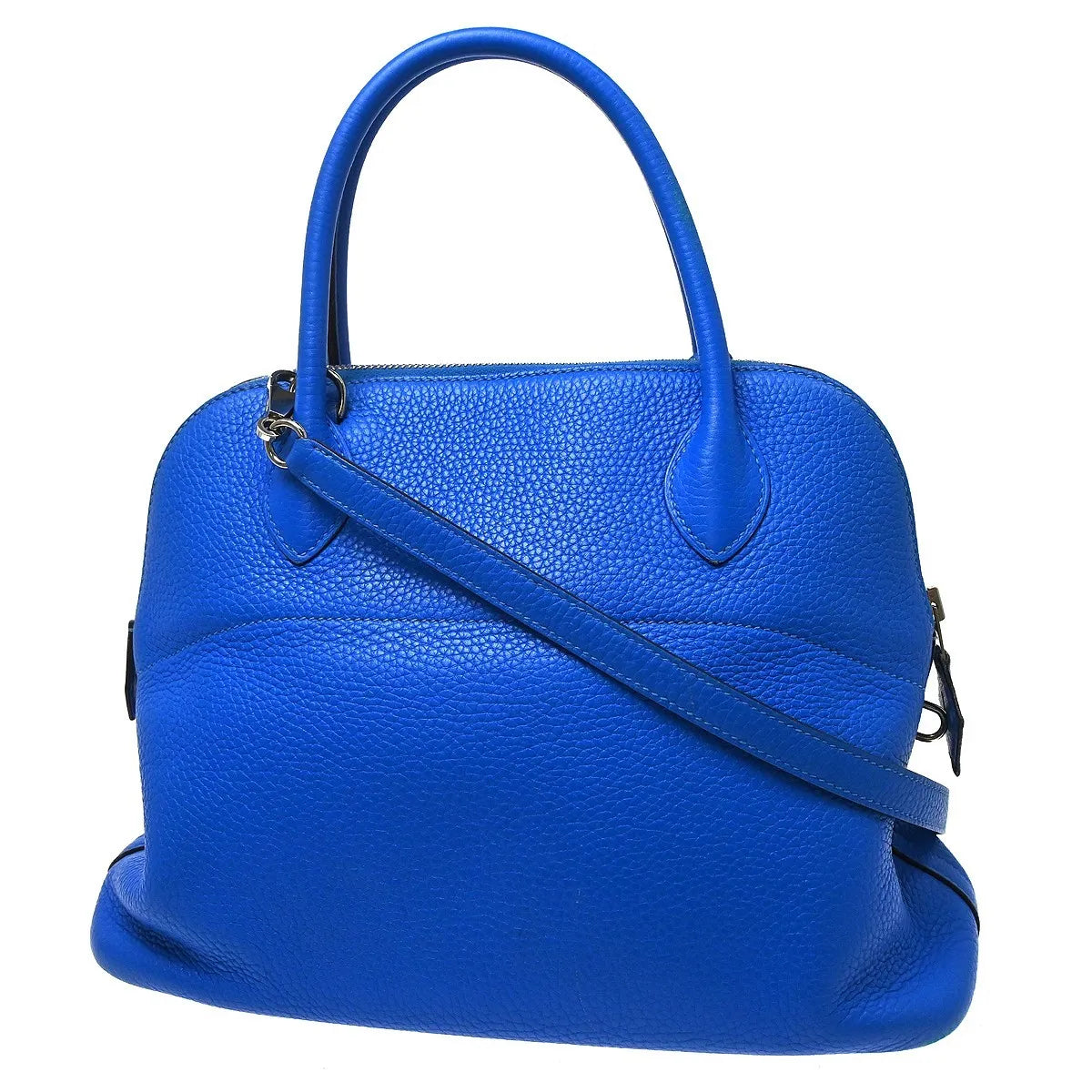 Hermes Bolide Clemence Blue Leather Handbag (Pre-Owned)