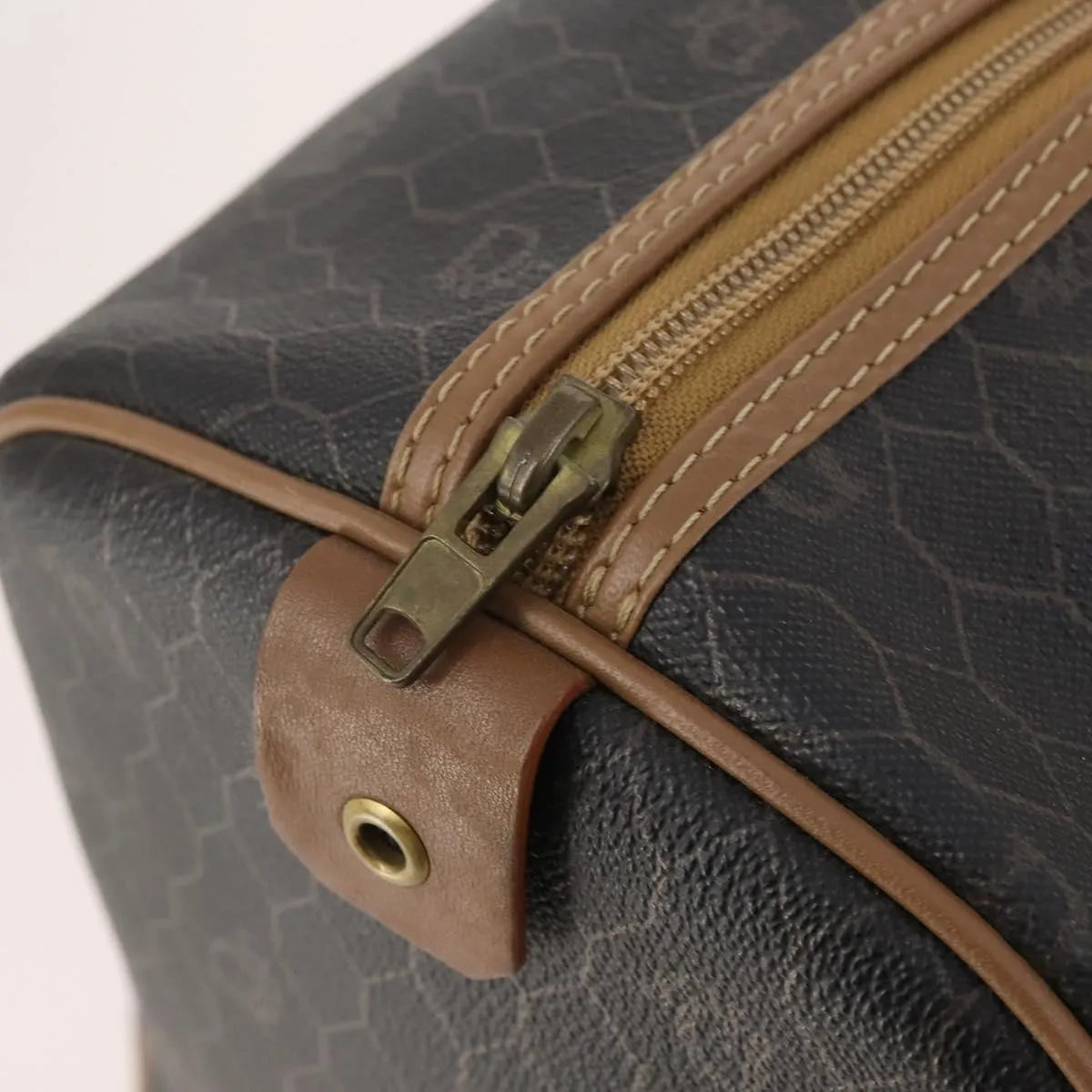 Christian Dior Vintage Honeycomb Boston Canvas And Leather Black Canvas Travel Bag Bag (Pre-Owned)