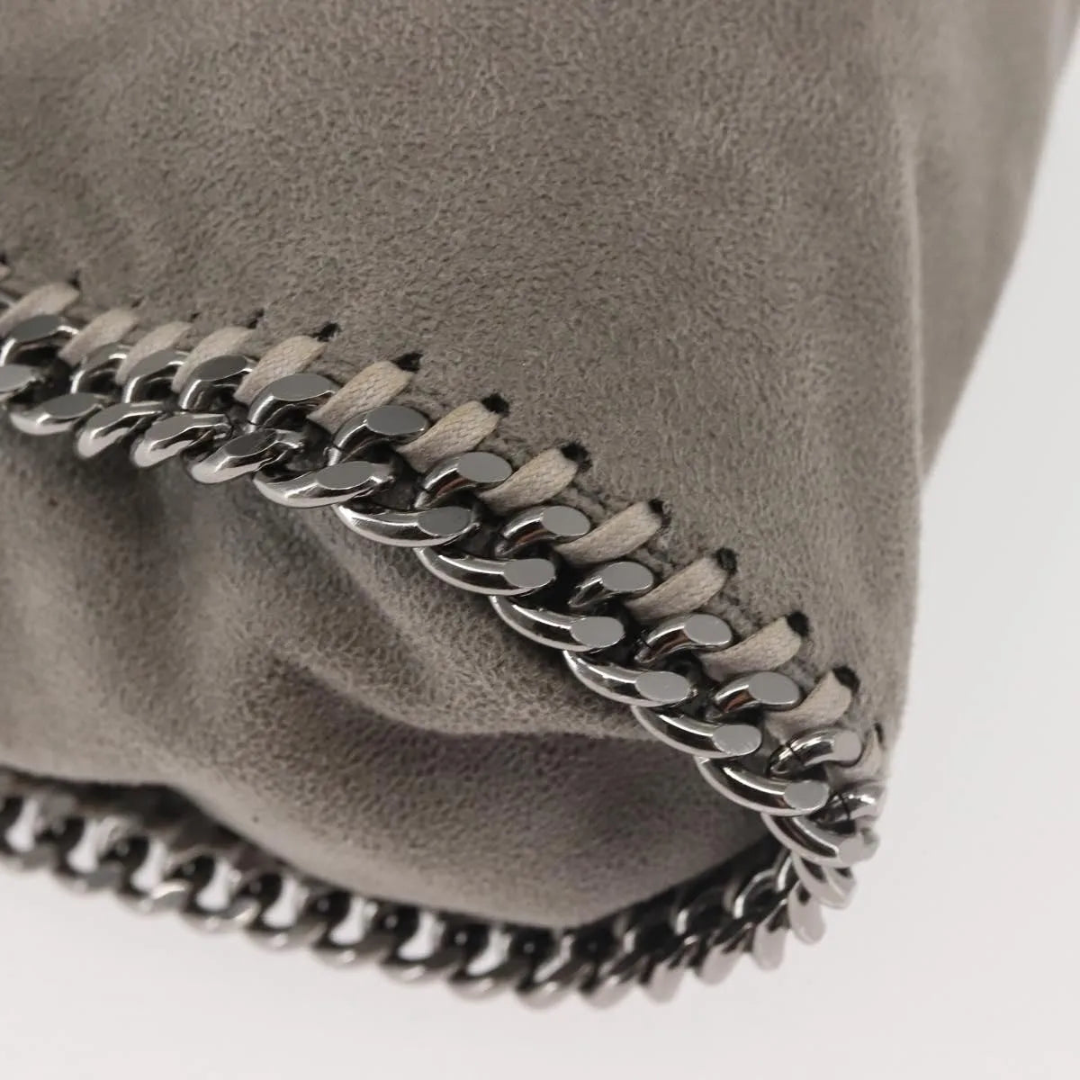 Stella Mccartney Falabella Fold Over Faux Suede Gray Synthetic Shoulder Bag Bag (Pre-Owned)
