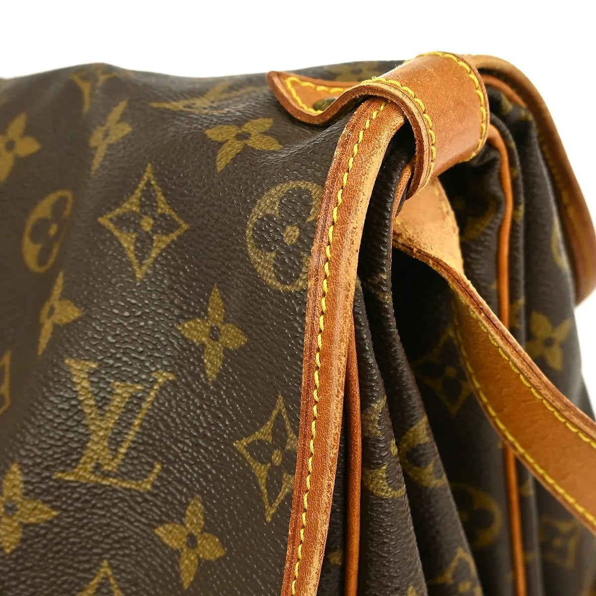 Louis Vuitton Saumur Handbag Monogram Canvas Brown Canvas Shoulder Bag Bag (Pre-Owned)