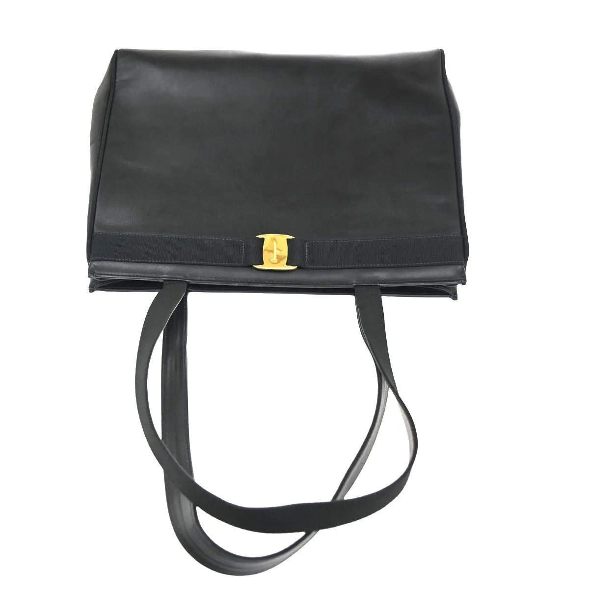 Salvatore Ferragamo Vala Tote Leather Black Leather Tote Bag Bag (Pre-Owned)