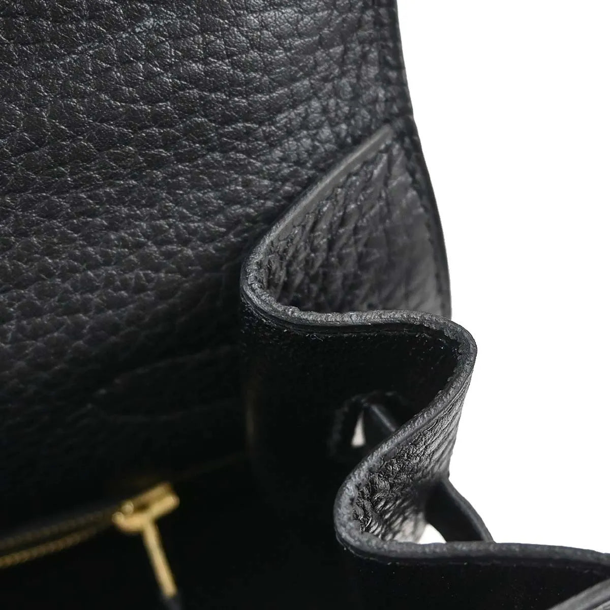 Hermes Kelly Black Ardennes With Gold Hardware Black Leather Handbag (Pre-Owned)