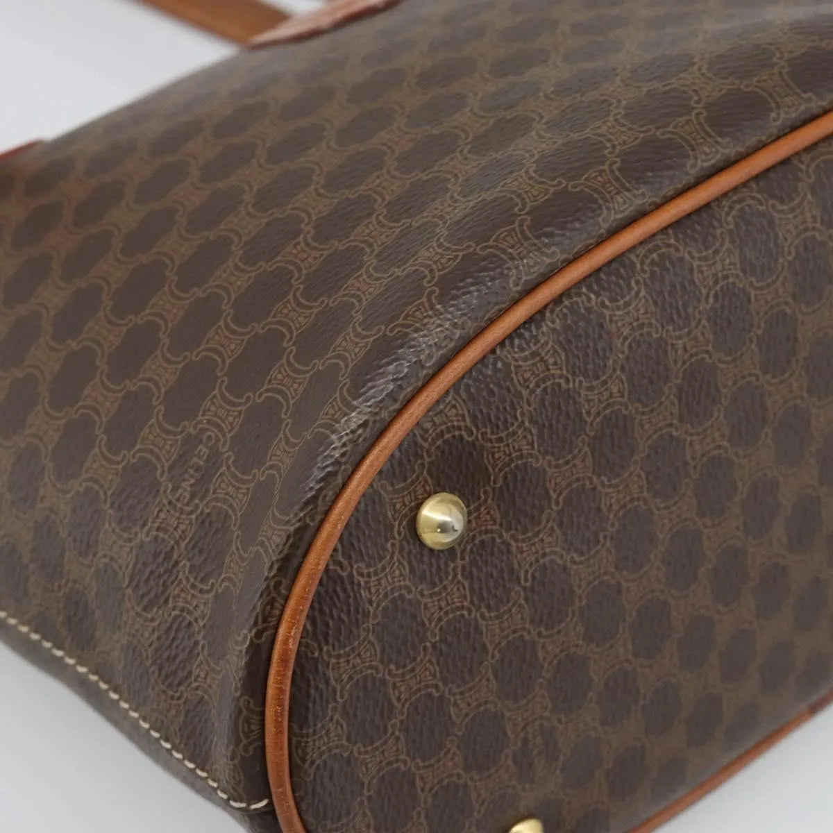 Celine Vintage Macadam Canvas And Leather Brown Canvas Tote Bag Bag (Pre-Owned)
