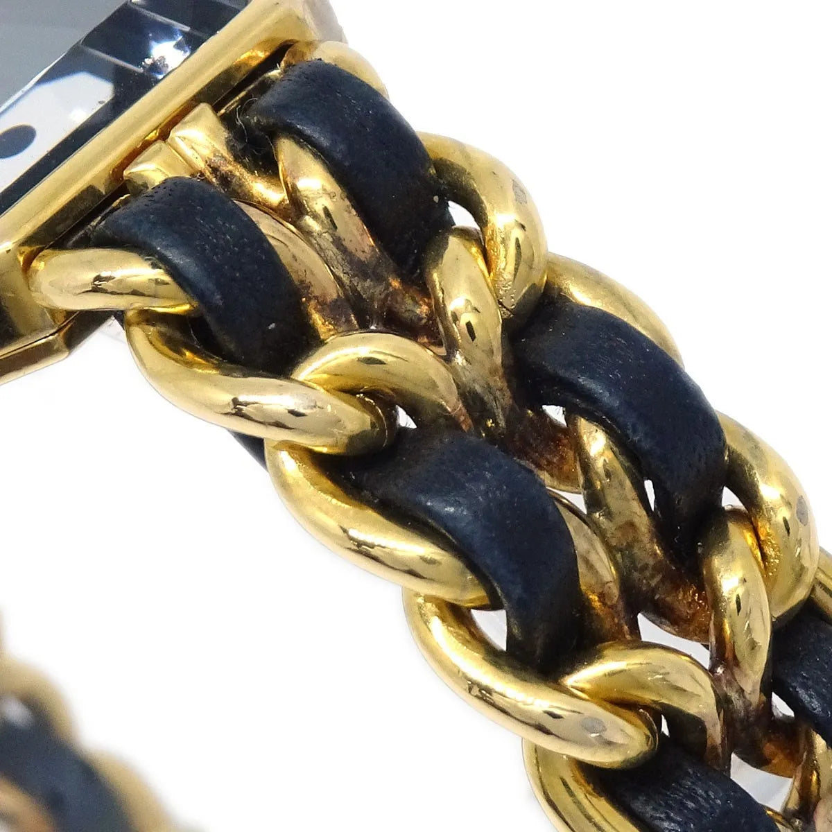 Chanel Premiere Rock Quartz Plated Metal And Leather Watch (Pre-Owned)