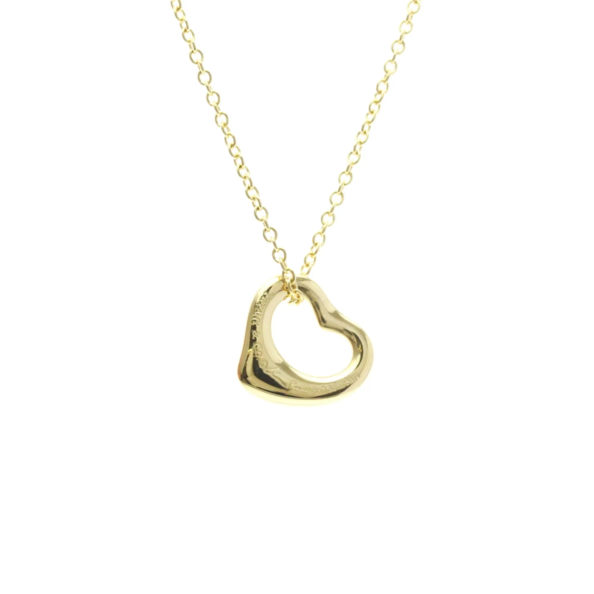 Tiffany & Co. Elsa Peretti Open Heart Pendant 18K Yellow Gold Gold Yellow_Gold Necklace Jewelry (Pre-Owned)