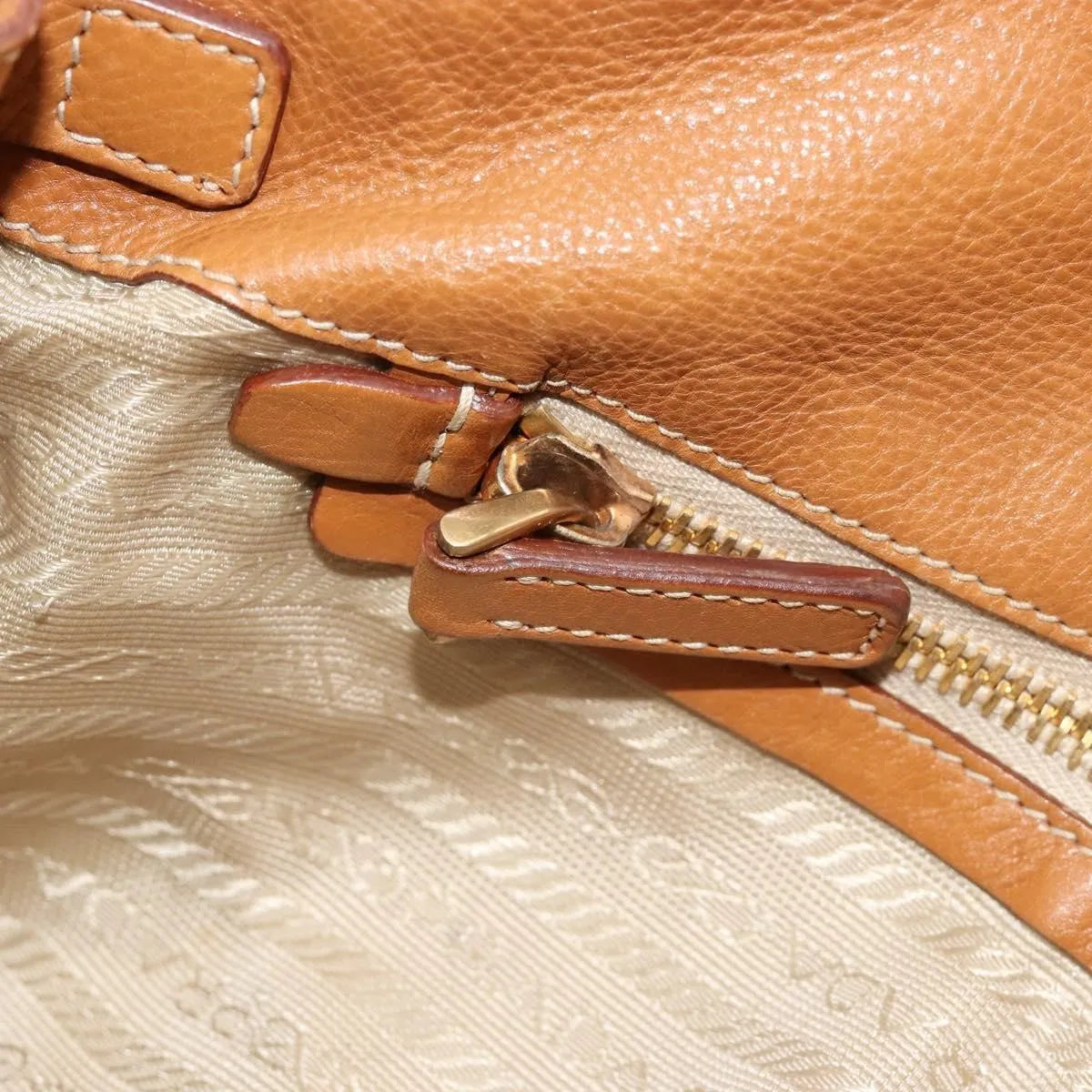 Prada Convertible Shopping Tote Saffiano Leather Saffiano Leather Beige Leather Tote Bag Bag (Pre-Owned)