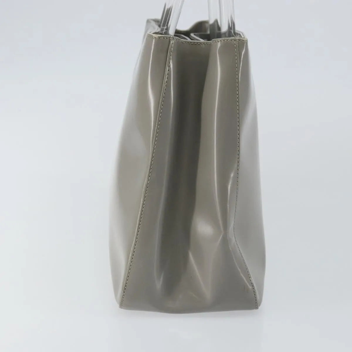 Prada Resin Handle Tote Patent Leather Gray Patent_Leather Tote Bag Bag (Pre-Owned)