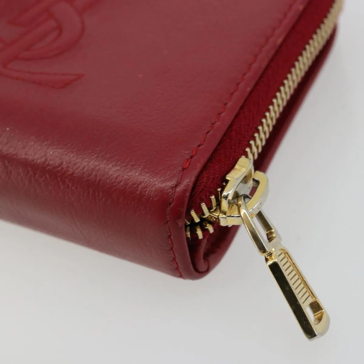 Saint Laurent Zipped Bifold Leather Red Leather Wallets Accessory (Pre-Owned)