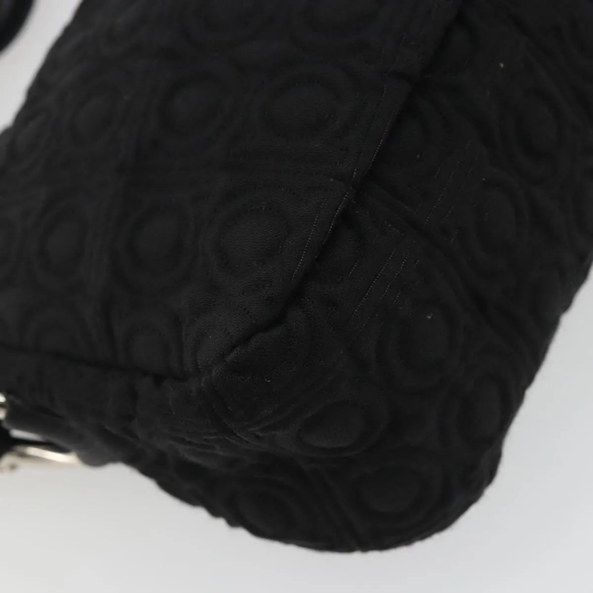 Salvatore Ferragamo Gancini Hobo Leather Black Cotton Handbag (Pre-Owned)