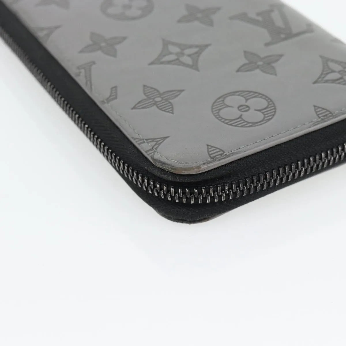 Louis Vuitton Zippy Wallet Vertical Monogram Shadow Leather Gray Leather Wallets Accessory (Pre-Owned)