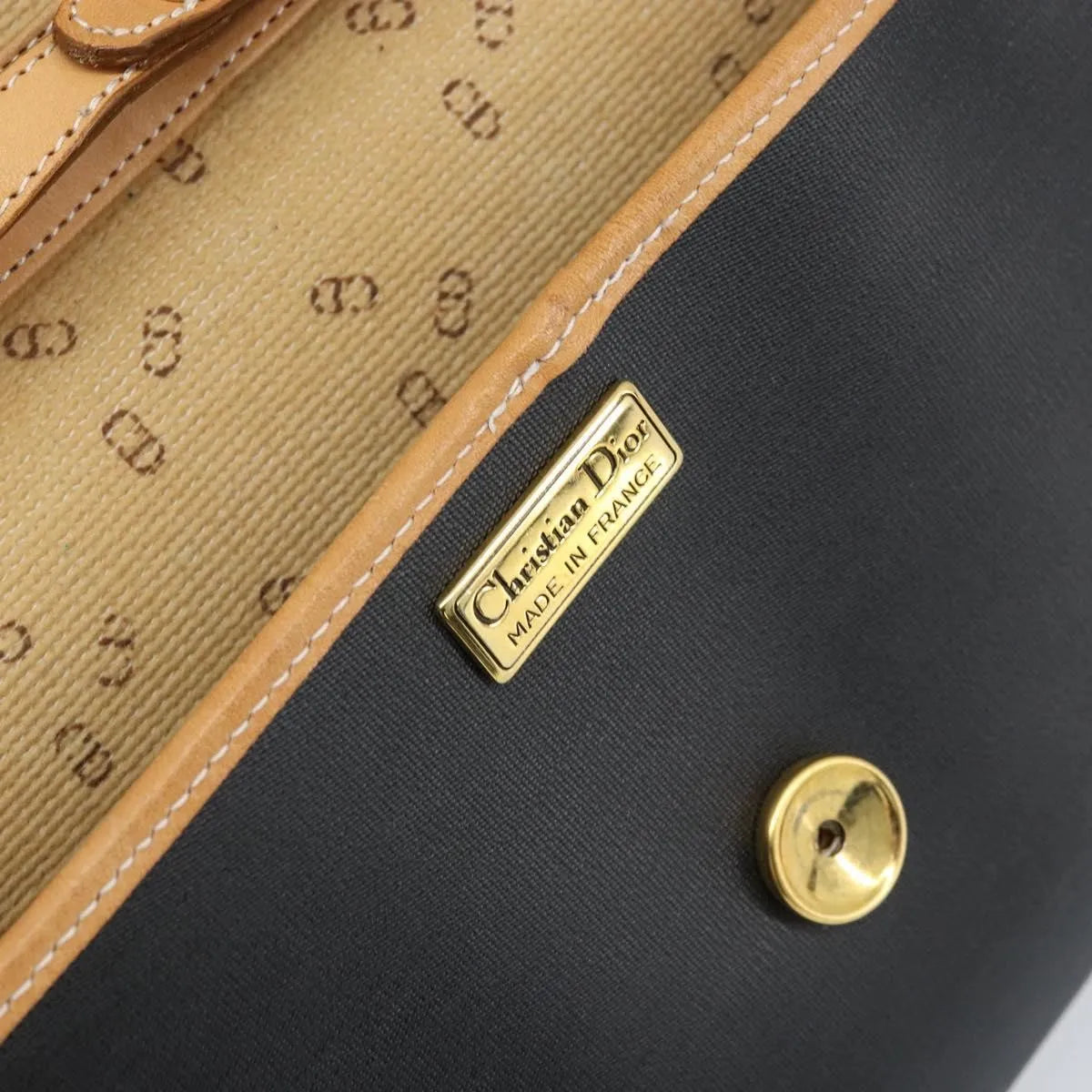 Christian Dior Cd Shoulder Bag Canvas And Leather Black Canvas Shoulder Bag Bag (Pre-Owned)