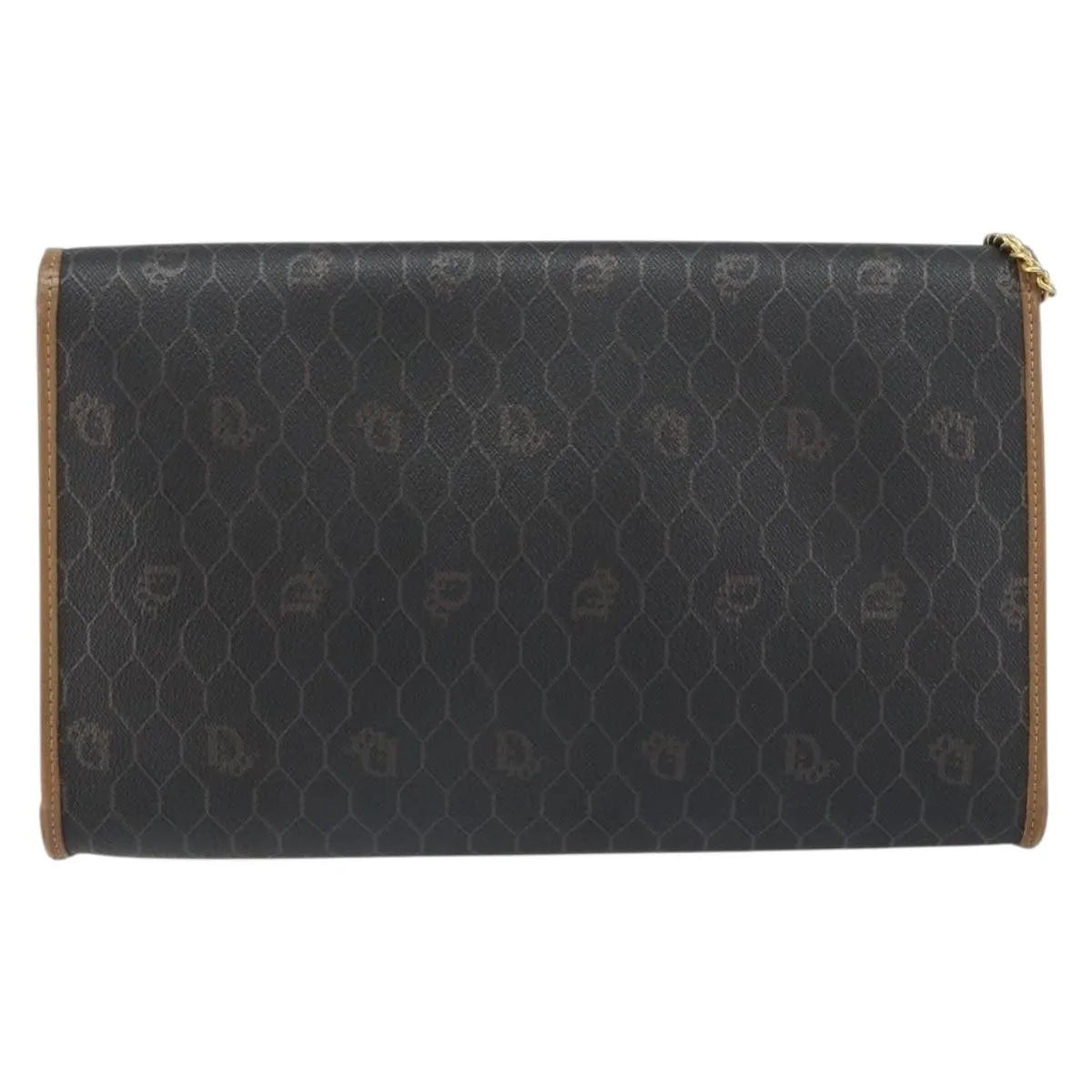 Christian Dior Vintage Honeycomb Chain Canvas Black Canvas Shoulder Bag Bag (Pre-Owned)