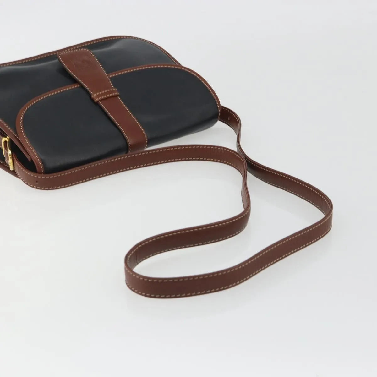 Celine Vintage Flap Leather Black Leather Shoulder Bag Bag (Pre-Owned)