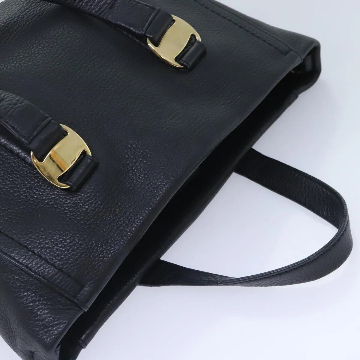 Salvatore Ferragamo Vala Leather Black Leather Handbag (Pre-Owned)
