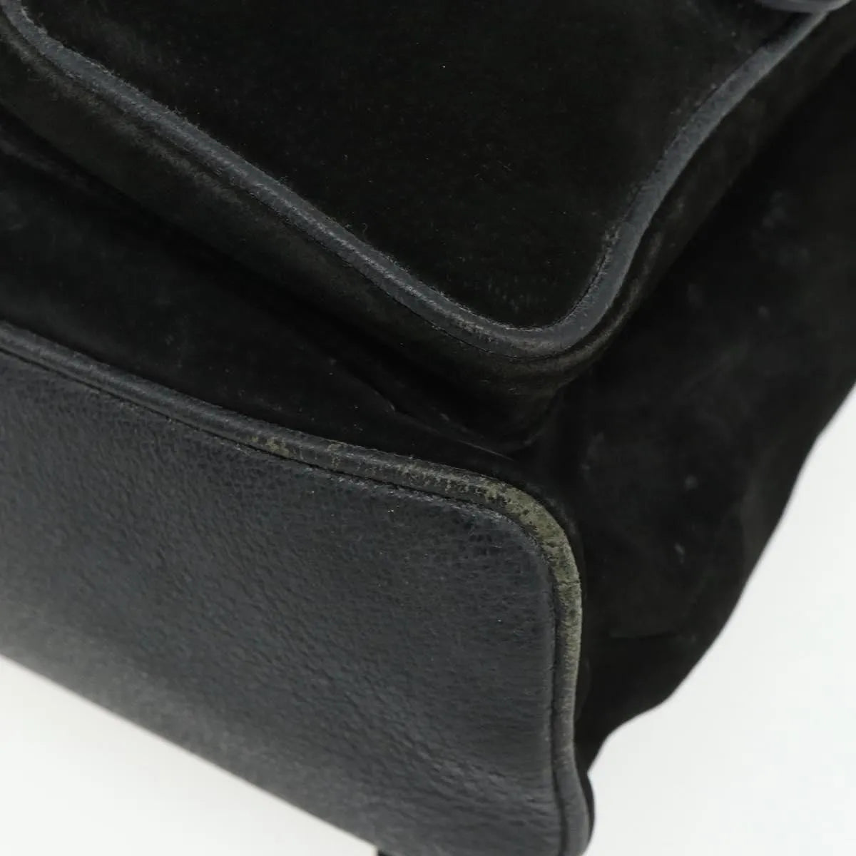 Gucci Vintage Bamboo Suede Black Suede Backpack Bag (Pre-Owned)
