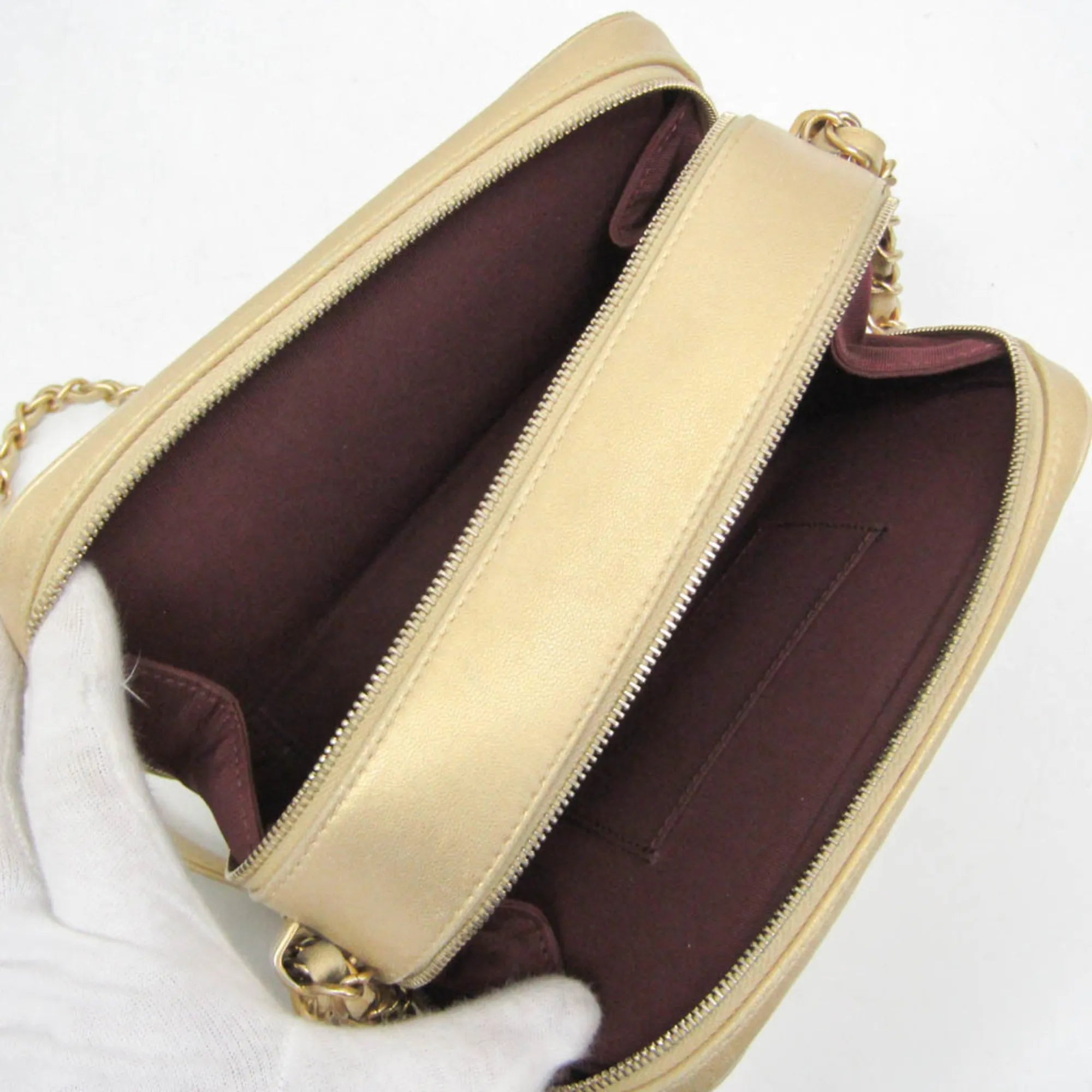 Chanel Coco Boy Camera Quilted Leather Gold Leather Shoulder Bag Bag (Pre-Owned)