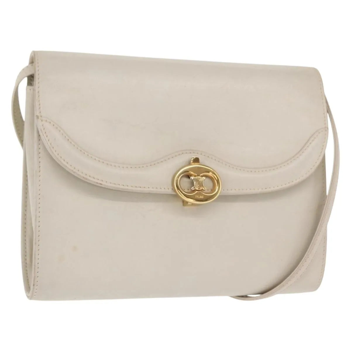 Celine Vintage Leather Ecru Leather Shoulder Bag Bag (Pre-Owned)
