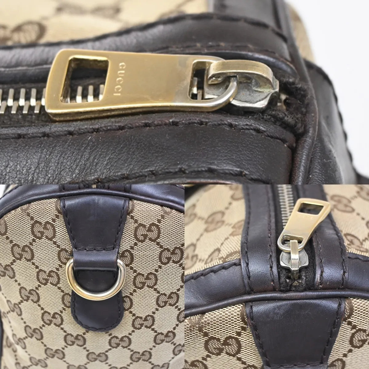 Gucci Vintage Web Boston Gg Canvas Brown Canvas Handbag (Pre-Owned)