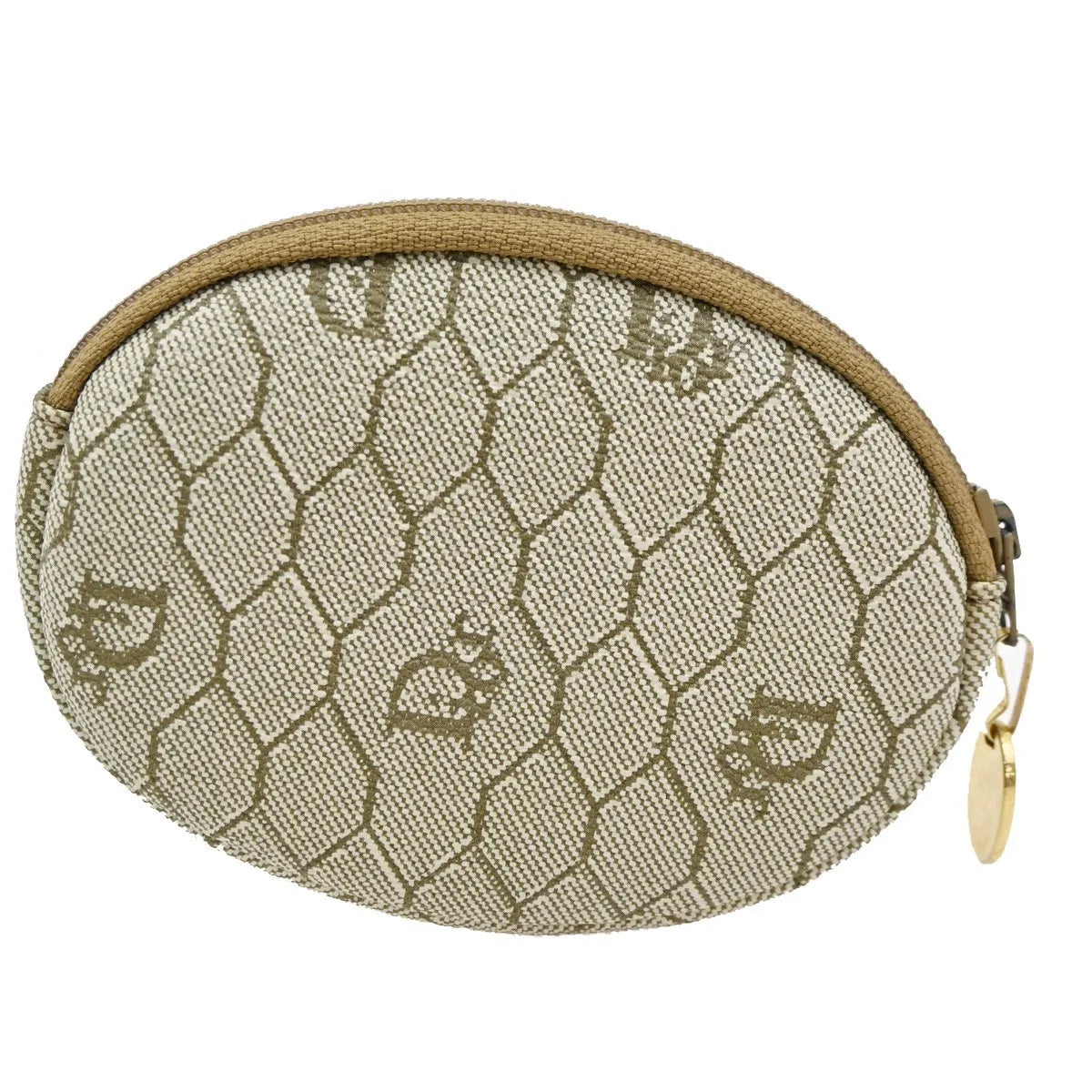 Christian Dior Honeycomb Zip Coin Purse Canvas And Leather Beige Canvas Wallets Accessory (Pre-Owned)