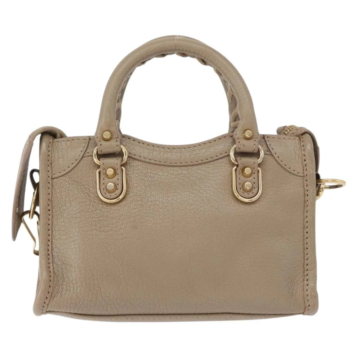 Balenciaga City Classic Studs Leather Beige Leather Handbag (Pre-Owned)