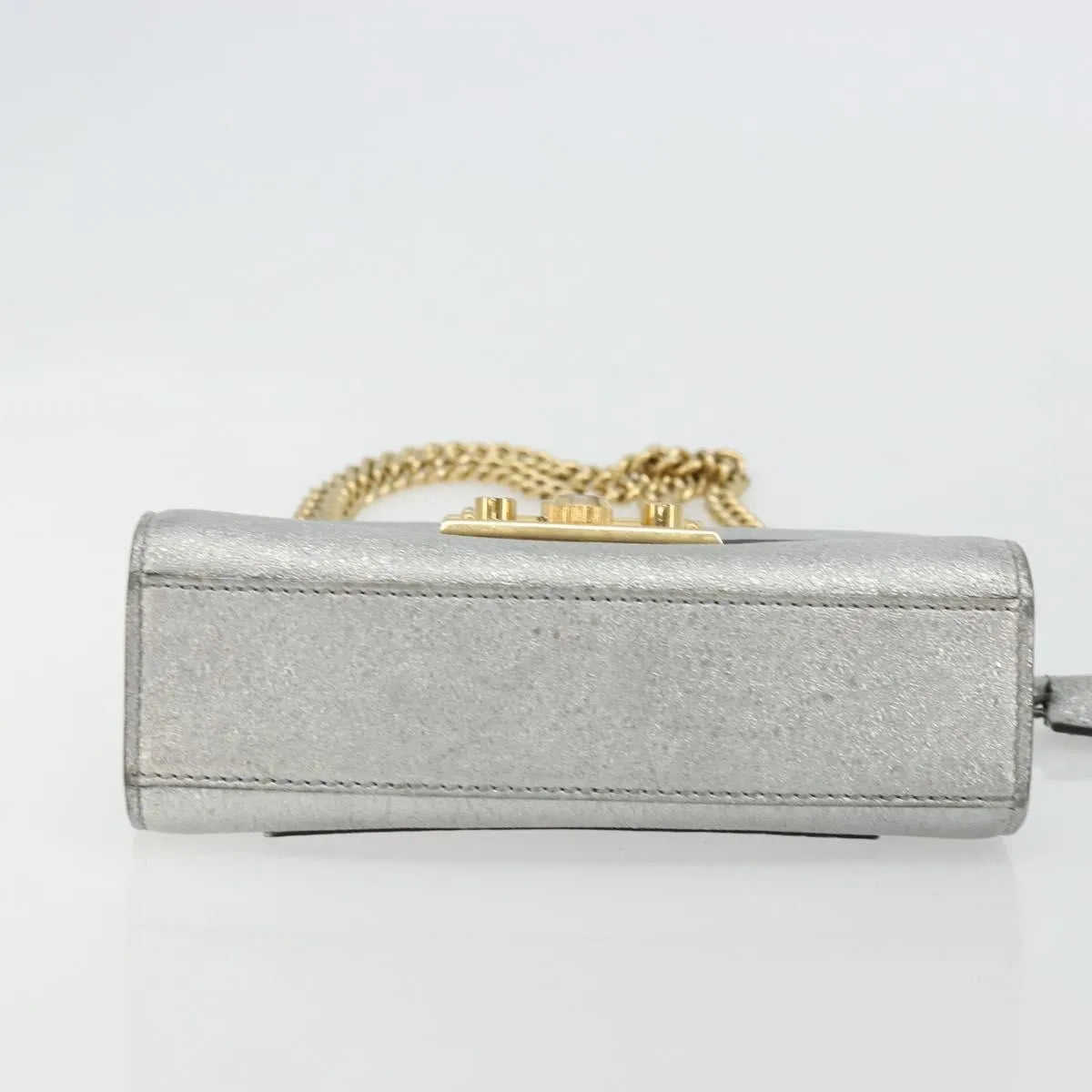 Gucci Padlock Shoulder Bag Nm Gg Coated Canvas And Leather Silver Leather Shoulder Bag Bag (Pre-Owned)