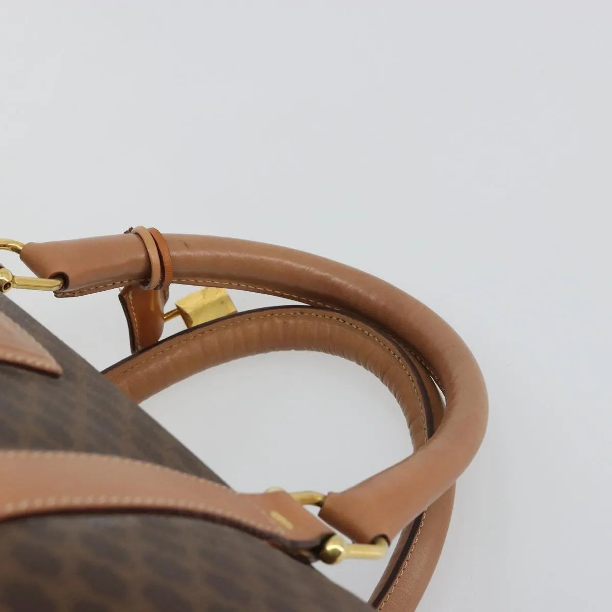 Celine Vintage Macadam Boston Canvas And Leather Brown Canvas Handbag (Pre-Owned)