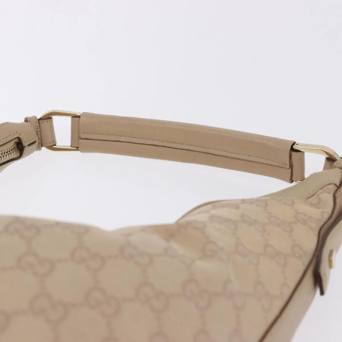 Gucci Zip Hobo Canvas Beige Canvas Handbag (Pre-Owned)
