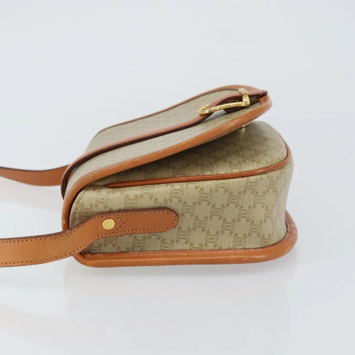 Celine Vintage Macadam Canvas And Leather Beige Canvas Shoulder Bag Bag (Pre-Owned)