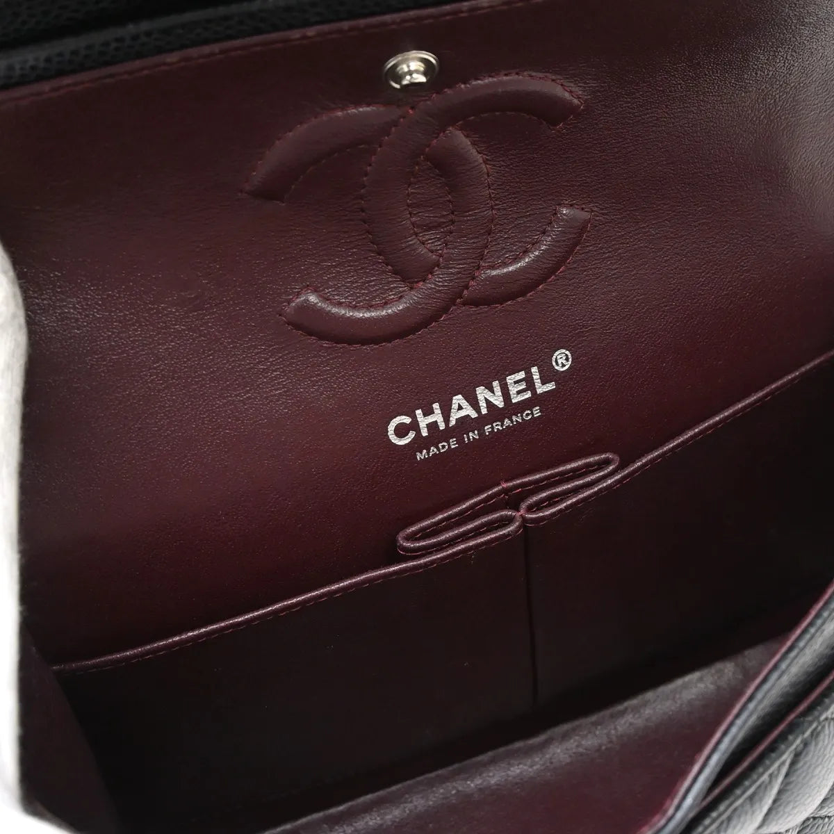 Chanel Vintage Classic Double Flap Quilted Caviar Black Calfskin Handbag (Pre-Owned)