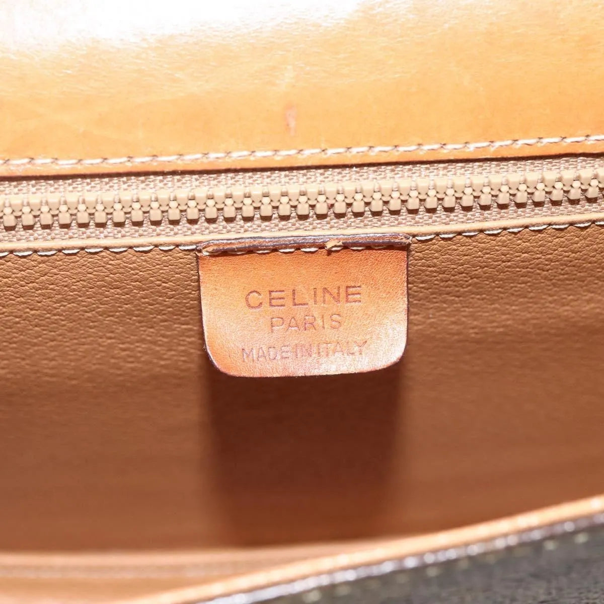 Celine Vintage Macadam Canvas And Leather Brown Canvas Handbag (Pre-Owned)