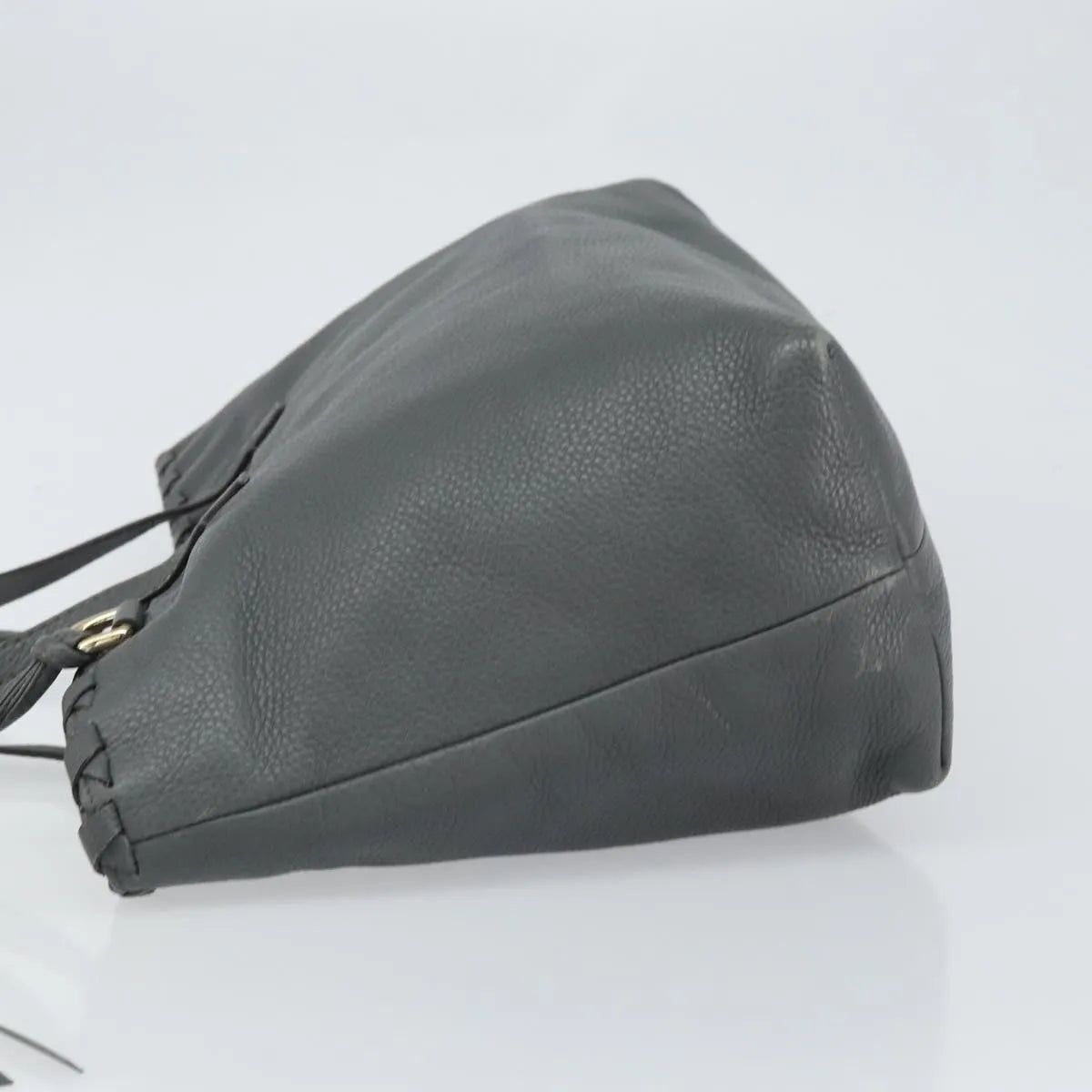 Gucci Bamboo Tassel Tote Leather Gray Leather Tote Bag Bag (Pre-Owned)