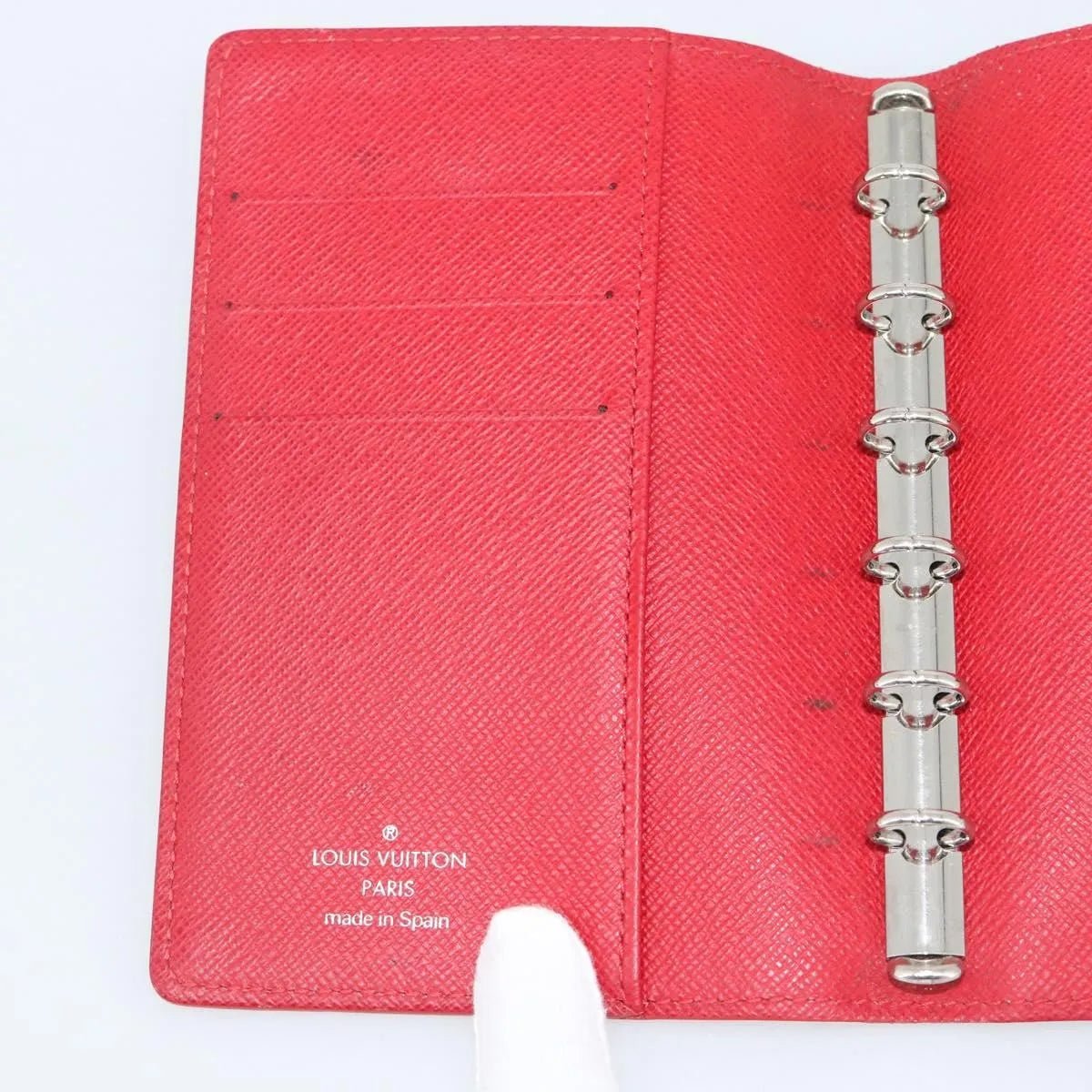 Louis Vuitton Agenda Cover Damier Red Leather Clutche & Pouche Bag (Pre-Owned)