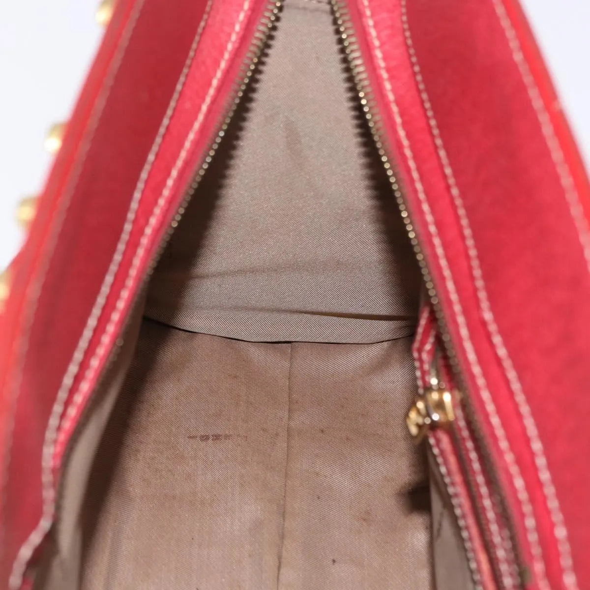 Fendi Studded Handle Canvas Red Canvas Handbag (Pre-Owned)