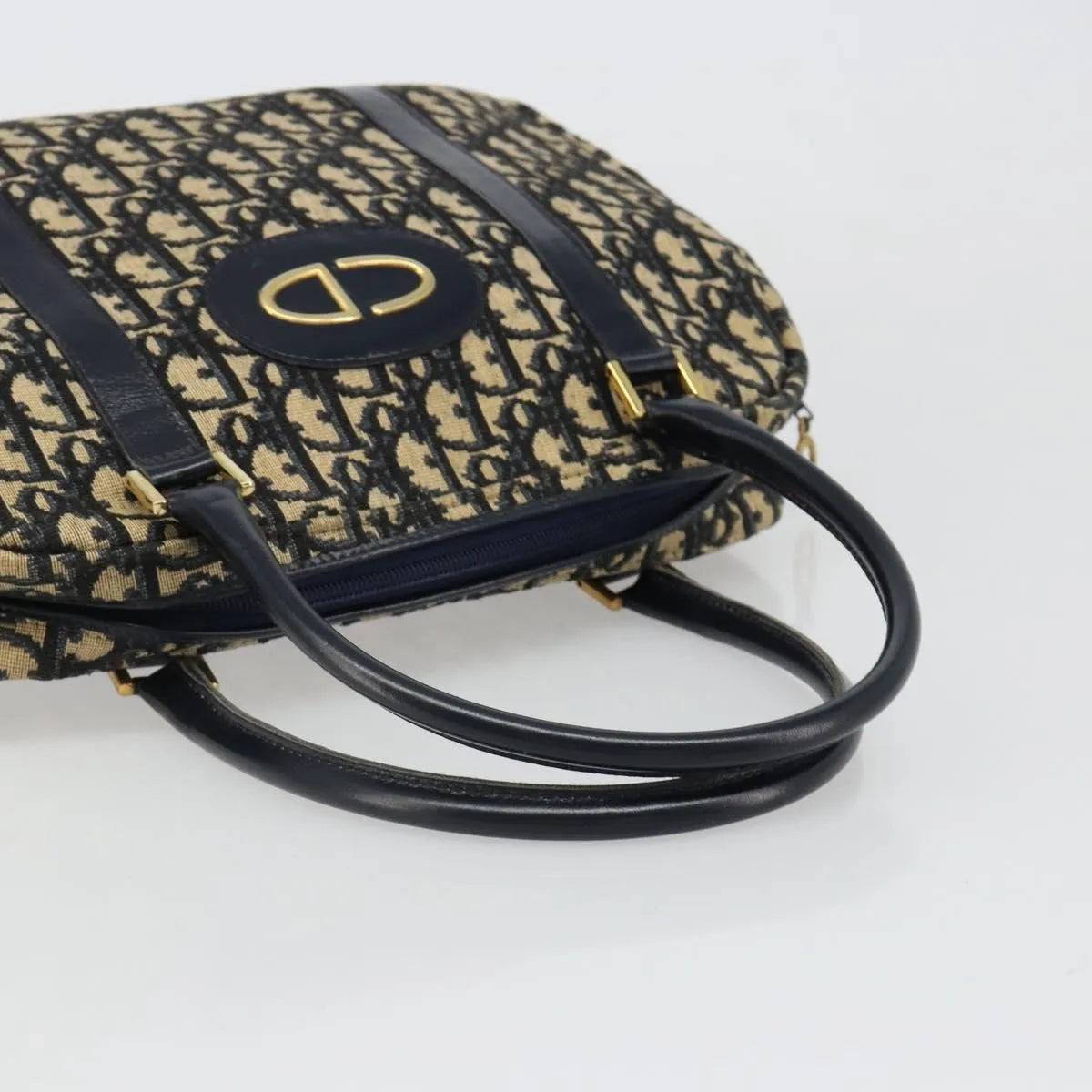 Christian Dior Vintage Trotter Boston Diorissimo Canvas Navy Canvas Handbag (Pre-Owned)
