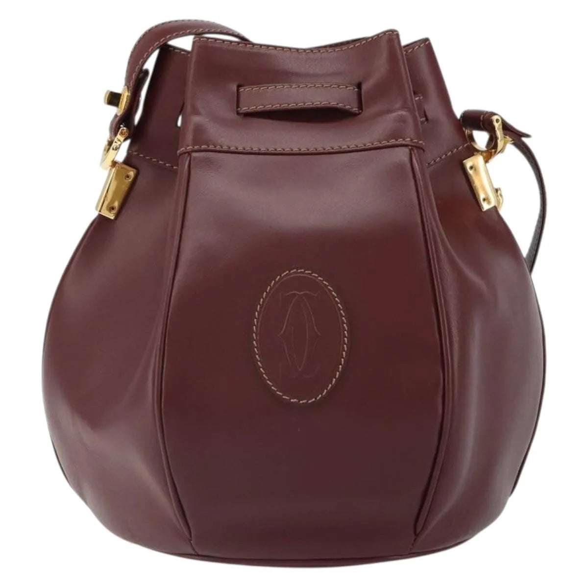 Cartier Must De Cartier Leather Burgundy Leather Shoulder Bag Bag (Pre-Owned)