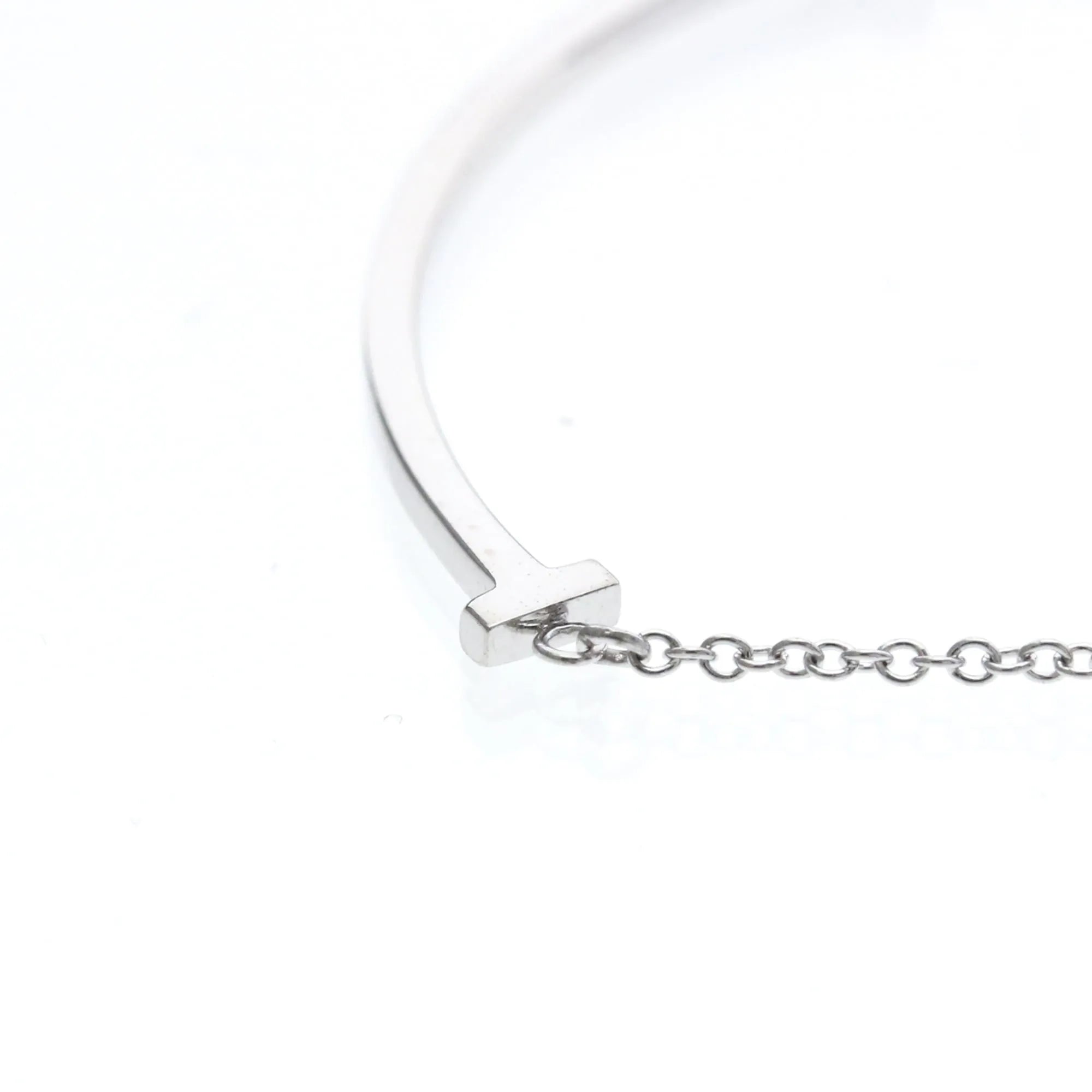 Tiffany & Co. T Smile Pendant 18K White Gold Silver White_Gold Necklace Jewelry (Pre-Owned)