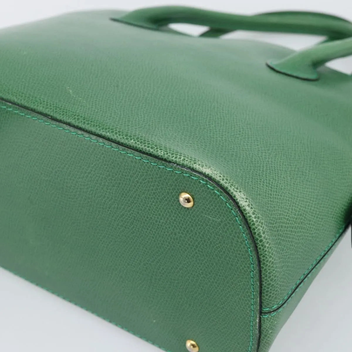 Celine Vintage Convertible Bowler Leather Green Leather Handbag (Pre-Owned)