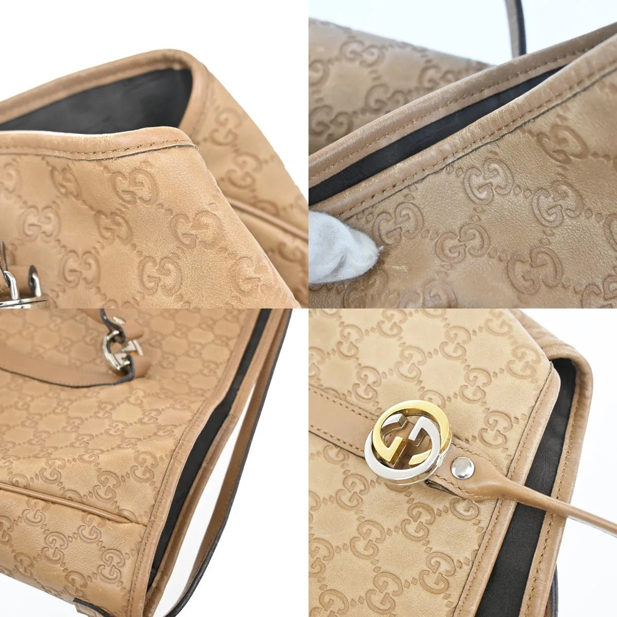 Gucci Twins Tote Guccissima Leather Brown Leather Tote Bag Bag (Pre-Owned)