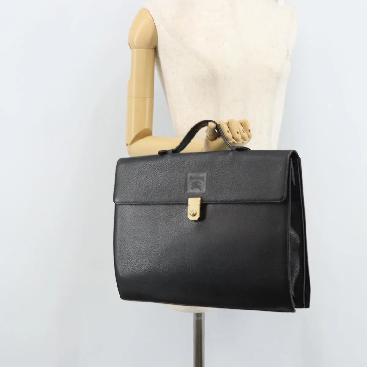 Burberry Vintage Leather Black Leather Briefcase Bag (Pre-Owned)
